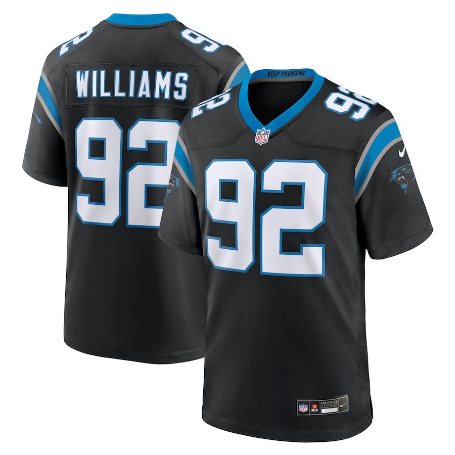Men Carolina Panthers 92 Raequan Williams Nike Black Team Game NFL Jersey